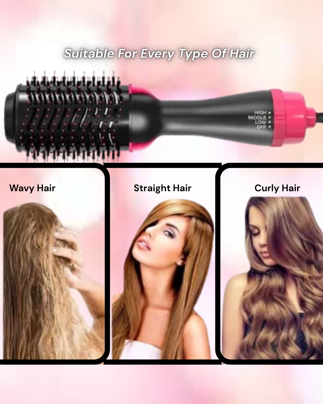 3-in-1 Hot Air Brush Hair Dryer & Styling