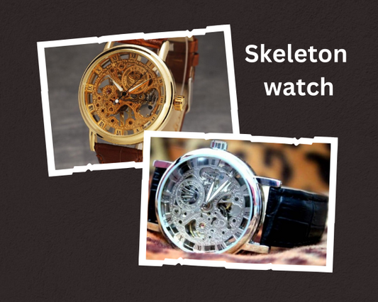 Skeleton Watch With Leather Strap